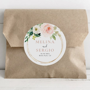Gold Geometric Fall Flowers Wedding Envelope Seal