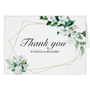 Gold Geometric Floral Greenery Thank You