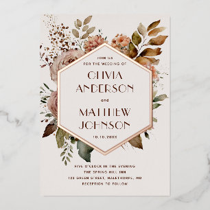 Gold Geometric Floral Wedding Light Rose Beige