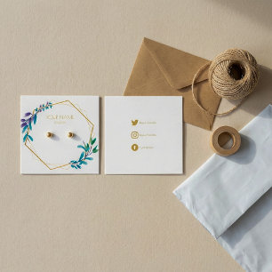 Gold geometric flower wreath earring display card