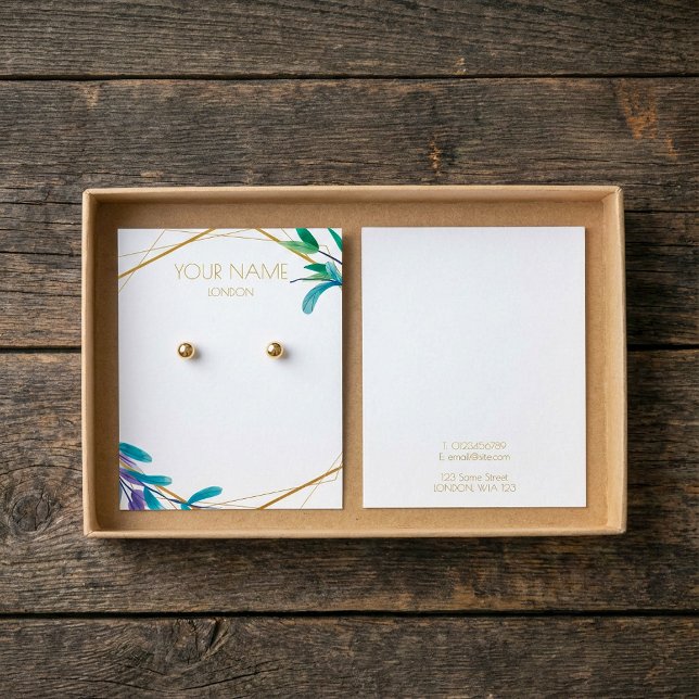 Gold geometric flowery wreath earring display card (Gold geometric flowery wreath earring display card.)