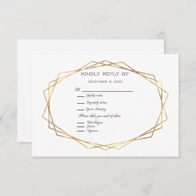 Gold Geometric Frame RSVP (Front/Back)