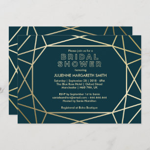 Gold Geometric Gem Sophisticated Bridal Shower Invitation