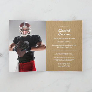 Gold Geometric Graduation Photo Invitation