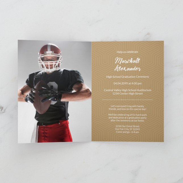 Gold Geometric Graduation Photo Invitation (Inside)