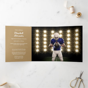 Gold Geometric Graduation Photo Tri-Fold Invitation