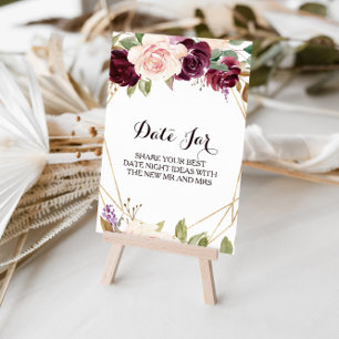 Gold geometric Green Burgundy Floral Date Jar Sign