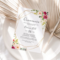 Gold Geometric Greenery Pink Floral Quinceañera