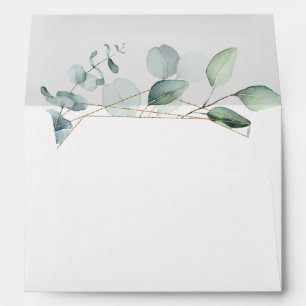 Gold Geometric Greenery Pre-Printed Address 5x7 Envelope