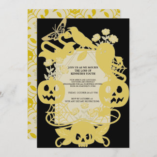 Gold Geometric Halloween Birthday Funny Costume Holiday Card