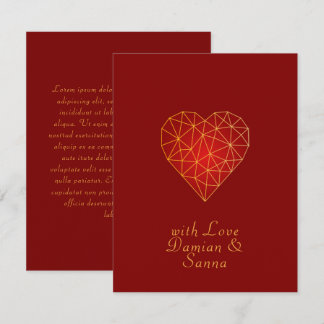 Gold Geometric heart love RSVP Card