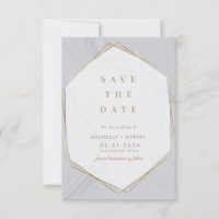 gold geometric marble Photo Save The Date Invitati
