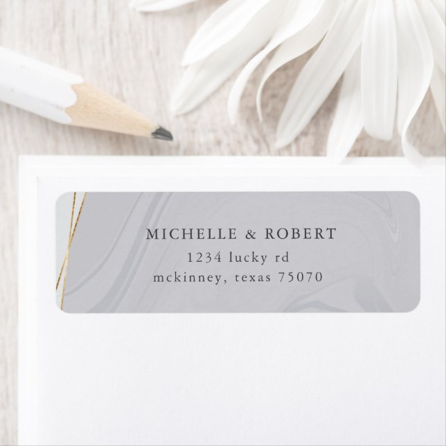 gold geometric marble Return Address Label (Insitu)