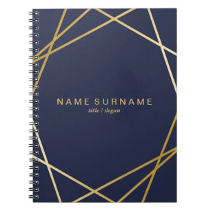 Gold Geometric Midnight Blue Spiral Photo Notebook