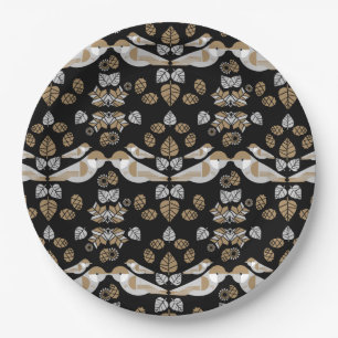 Gold Geometric Modern Abstract Bird Art Paper Plate