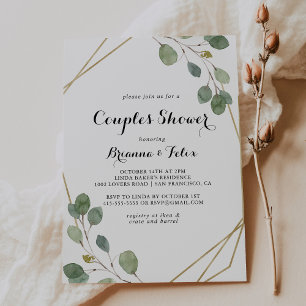 Gold Geometric Modern Calligraphy Couples Shower Invitation