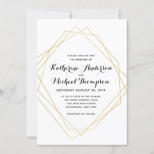 Gold Geometric Modern Wedding Invitation