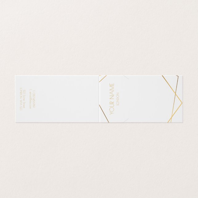 Gold geometric necklace folded display card (Outside Unfolded)
