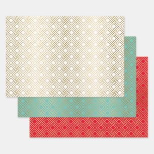 Gold geometric pattern custom background wrapping paper sheet