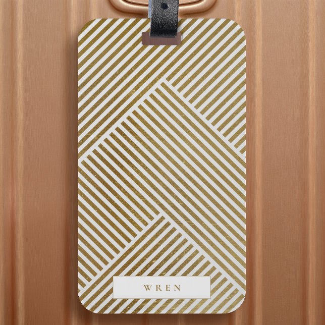 Gold Geometric Pattern Elegant Sophisticated Luxe Luggage Tag (Creator Uploaded)
