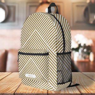 Gold Geometric Pattern Elegant Sophisticated Luxe Printed Backpack