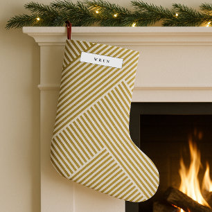 Gold Geometric Pattern Elegant Sophisticated Luxe Small Christmas Stocking