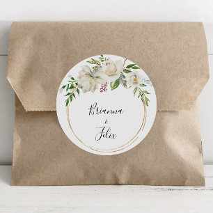 Gold Geometric Peony Floral Wedding Envelope Seals