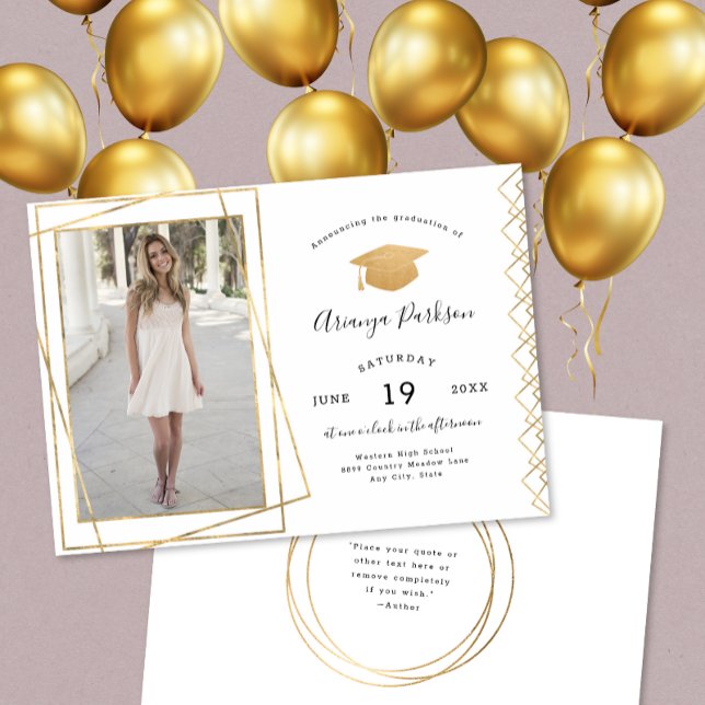 Gold Geometric photo graduation Invitation (Creator Uploaded)