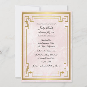 Gold Geometric Pink Marble Wedding Bridal Shower Invitation