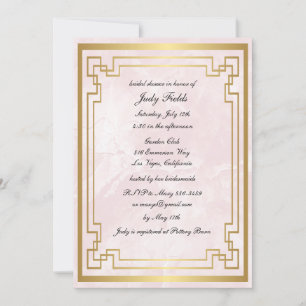 Gold Geometric Pink Marble Wedding Bridal Shower Invitation
