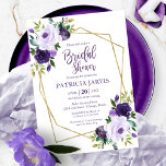 Gold Geometric Purple Floral Bridal Shower Invitation<br><div class="desc">Gold Geometric Purple Floral Bridal Shower Invitation</div>