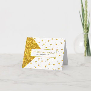 Gold Geometric Shapes & Hearts Pattern Thank You Card