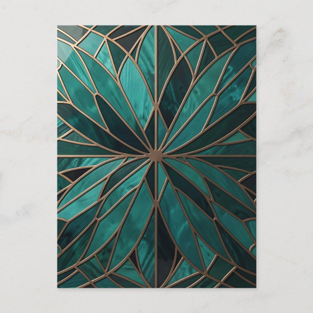 Gold Geometric Starburst Pattern Art Deco Luxury Postcard (Front)