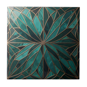 Gold Geometric Starburst Pattern Art Deco Luxury Tile