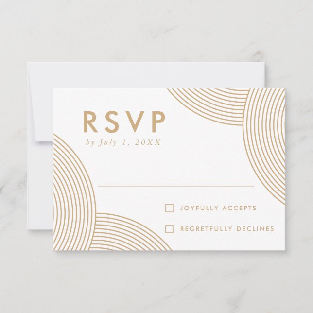 Gold Geometric Swirl Wedding RSVP Card (Front)