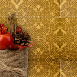 Gold Geometric Symmetrical Floral and Leaf Motifs Tile<br><div class="desc">This ceramic tile features a complex and detailed design that is both captivating and elegant. The tile boasts a warm golden hue as its base colour, which is gracefully contrasted by intricate dark outlines. These outlines form a symmetrical pattern of floral and leaf motifs that are spread uniformly across the...</div>