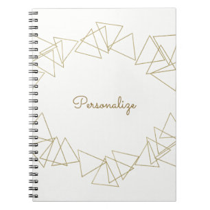 Gold Geometric Triangles Modern Glamour Chic Glam Spiral Notebook