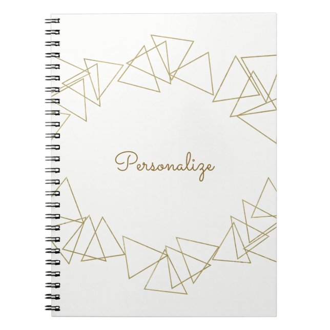 Gold Geometric Triangles Modern Glamour Chic Glam Spiral Notebook (Front)
