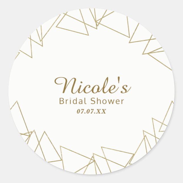 Gold Geometric Triangles Modern Glamour Chic Party Classic Round Sticker (Front)