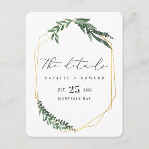 gold geometric watercolor foliage enclosure card