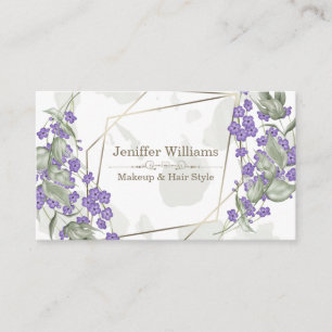 Gold geometric watercolor leafy flower frame business card