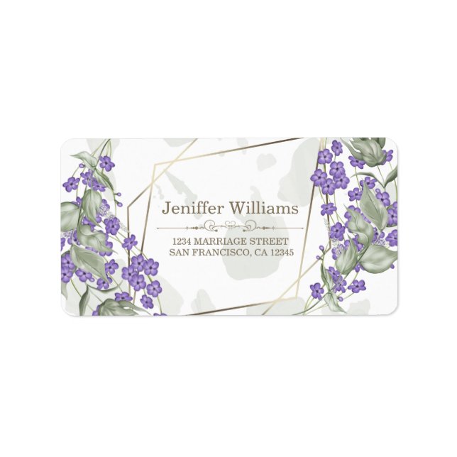 Gold geometric watercolor leafy flower frame       label (Front)