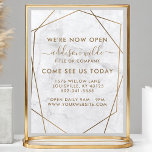 Gold Geometric White Marble Business Opening Flyer<br><div class="desc">Gold Geometric White Marble Business Opening Flyer. Perfect for an event planner,  makeup artist,  hair stylist,  salon owner and more!</div>