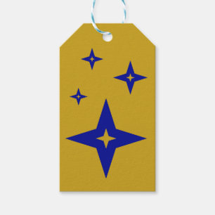 Gold Gift Tags with Blue Stars