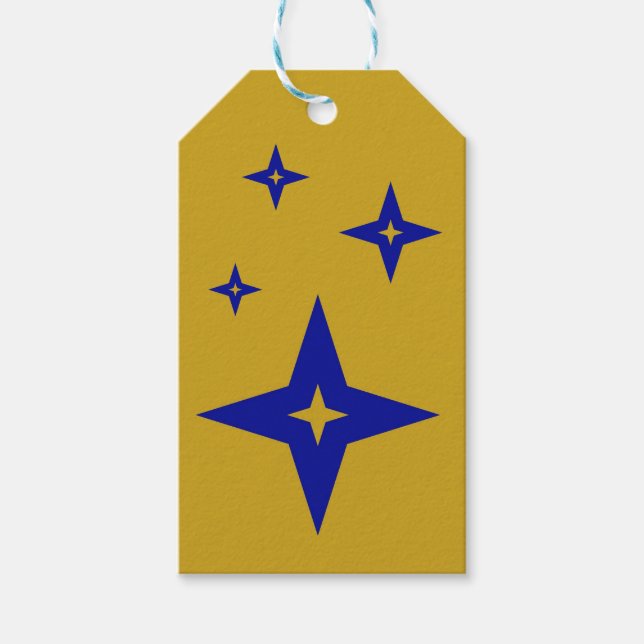 Gold Gift Tags with Blue Stars (Front)