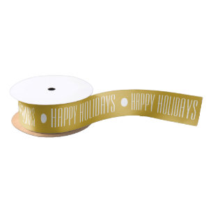 Gold Gift Wrapping Custom Happy Holidays Satin Ribbon