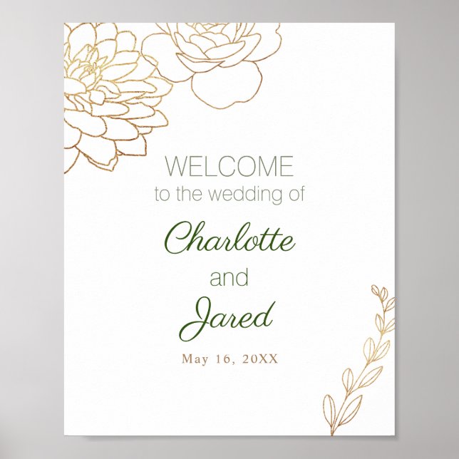 Gold Gilded Floral Welcome Sign (Front)