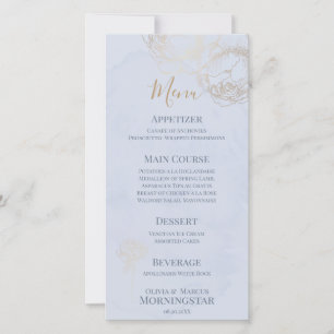 Gold Gilded Rose Watercolor Wedding Menu