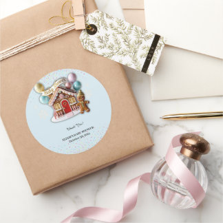 Gold Gingerbread House Baby Shower Classic Round Sticker