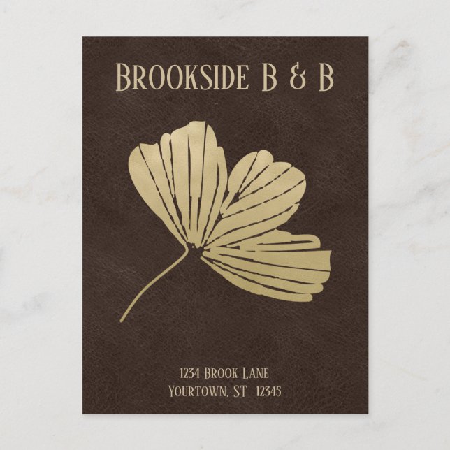 Gold Gingko Leaf Vacation Rental Postcard (Front)